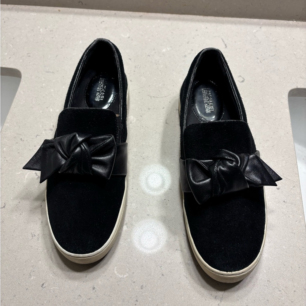 Michael Kors Black Flats with Bow Accent